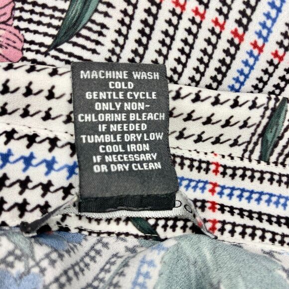 Chelsea & Theodore L Blouse Floral Houndstooth Button Front Layer Grandmacore - Picture 10 of 11